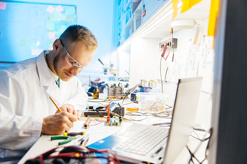 Engineer at desk